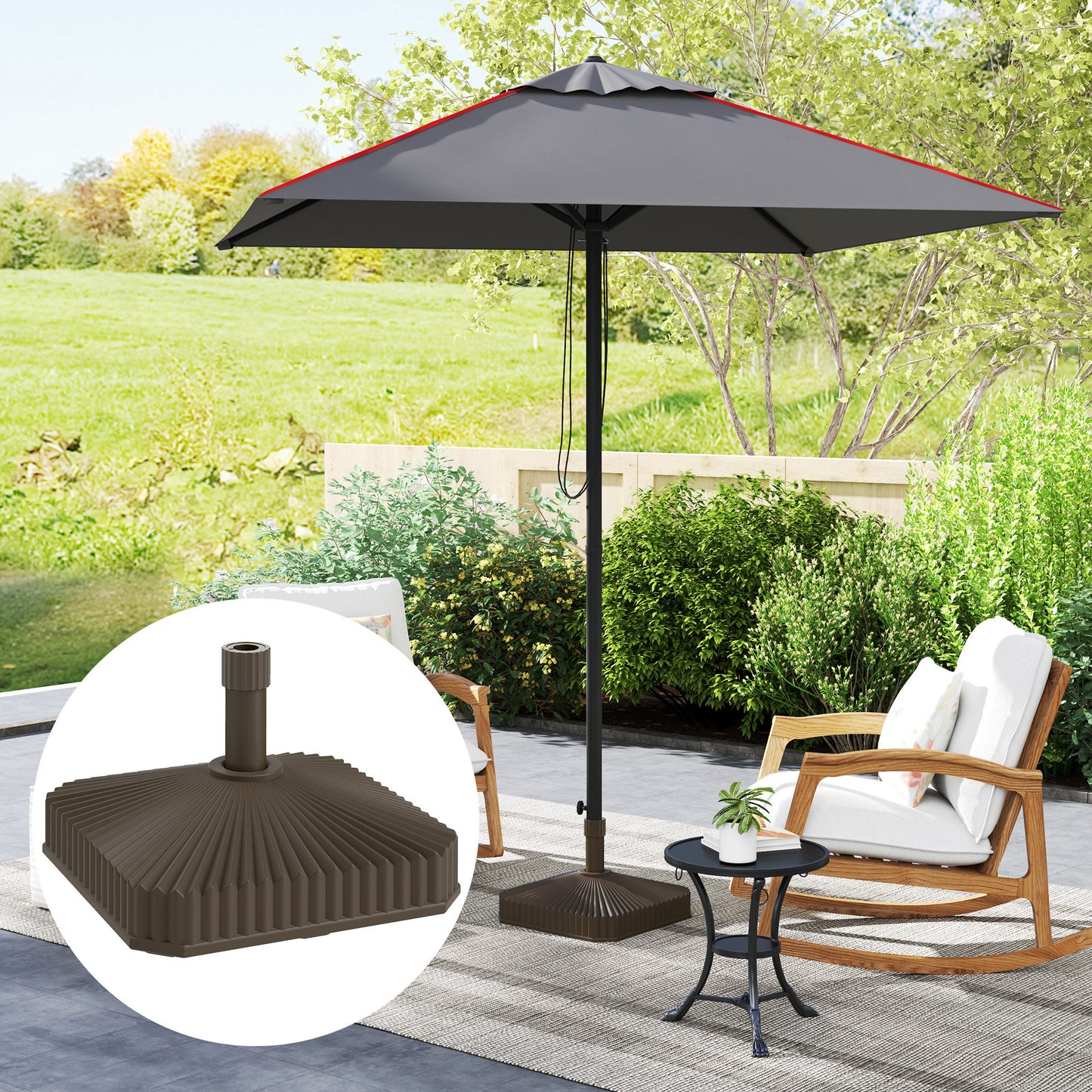 Heavy Duty Square Patio Umbrella Base - 42lbs Filled with Sand