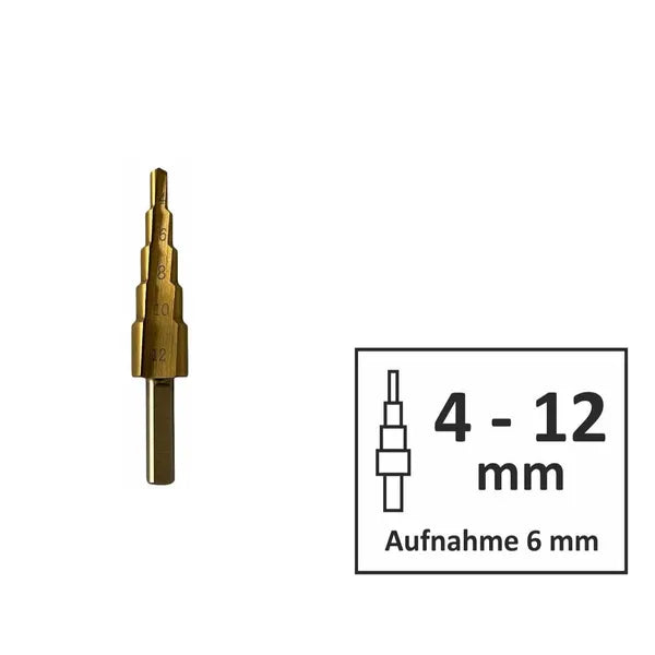 3-Piece Metal Step Drill Bit Set with Hex Handle for Metal Plastic Wood