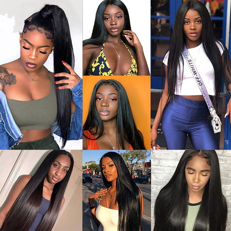 Ladies Long Straight Synthetic Wig - Black, Mid-Length, Natural Look
