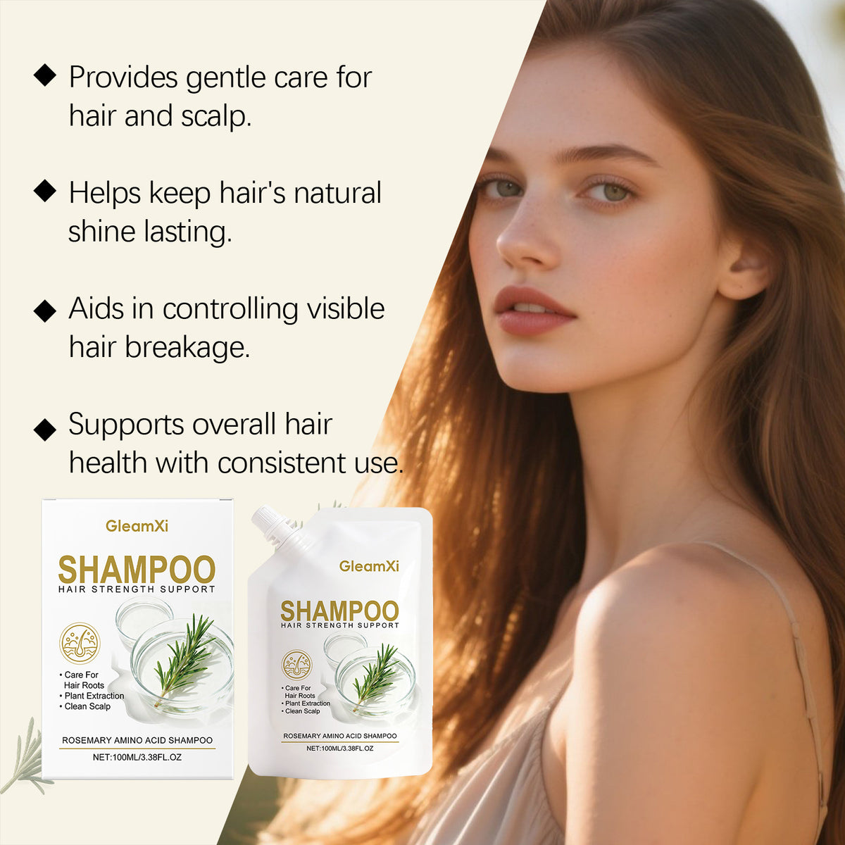 Rosemary Amino Acid Volumizing Shampoo - 100ML Hair Care for Thickening