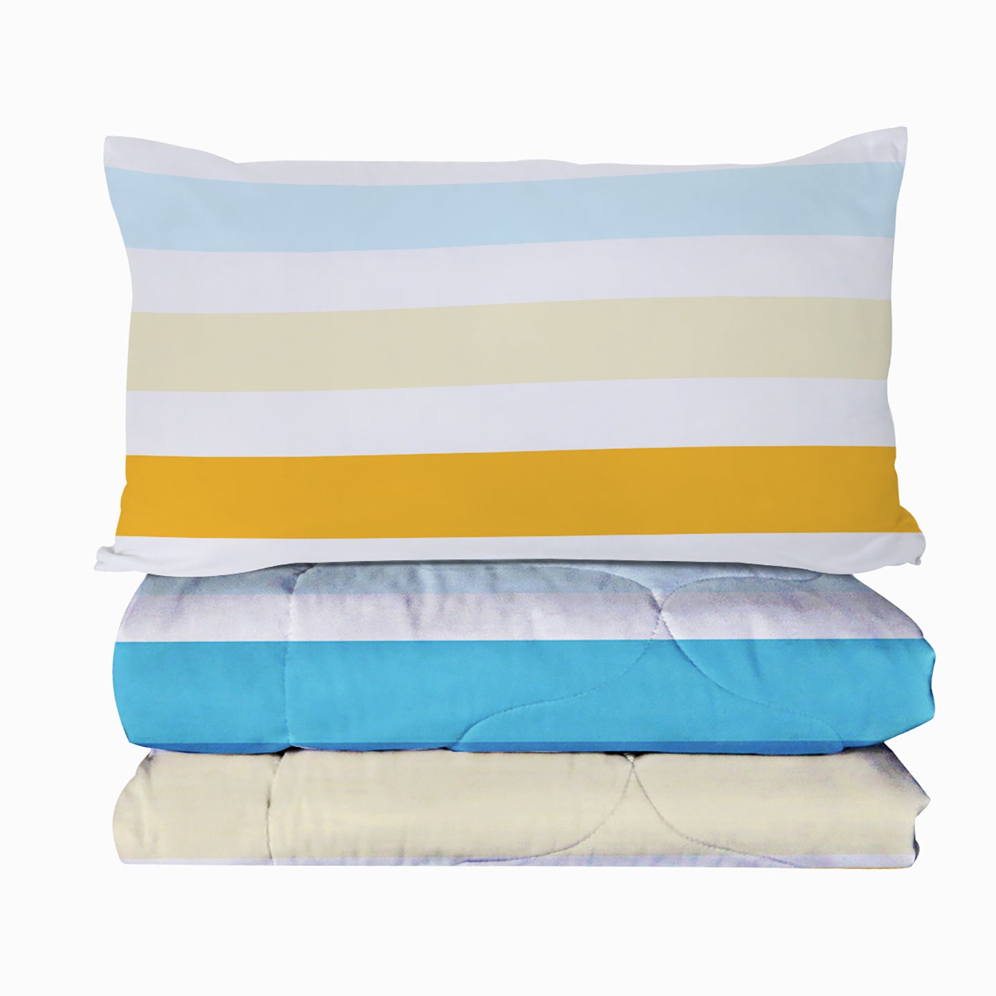 Queen Rainbow Stripes Comforter Set with Pillowcases - 3 Piece