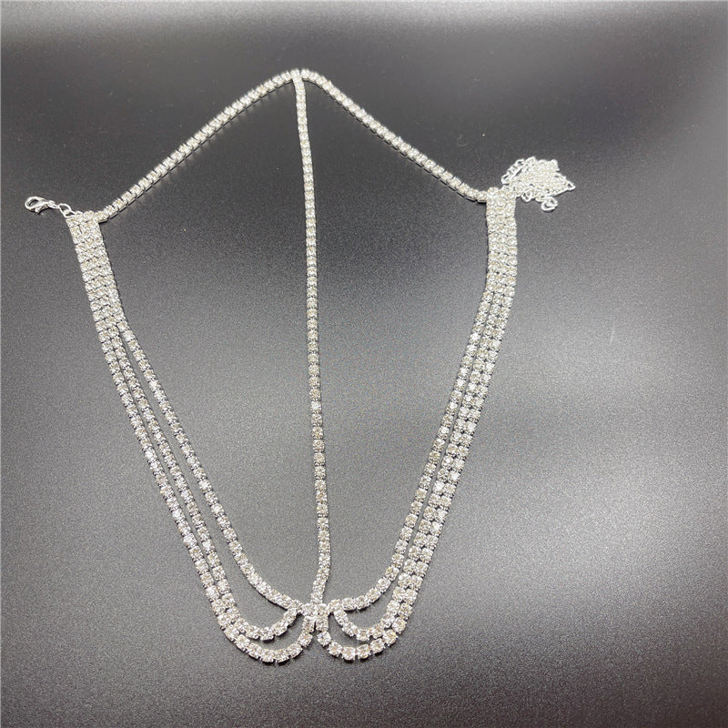 Rhinestone Tassel Headband with Chain - Gold & Silver