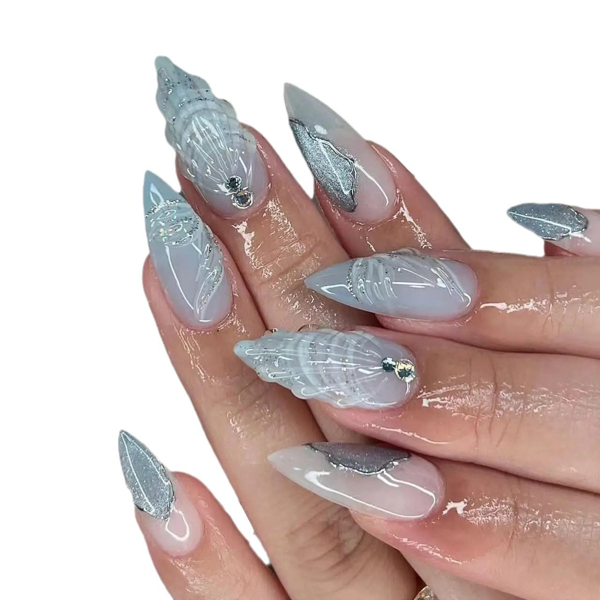 3D Rhinestone Fake Nails Set - Multiple Colors for Nail Art & Manicure