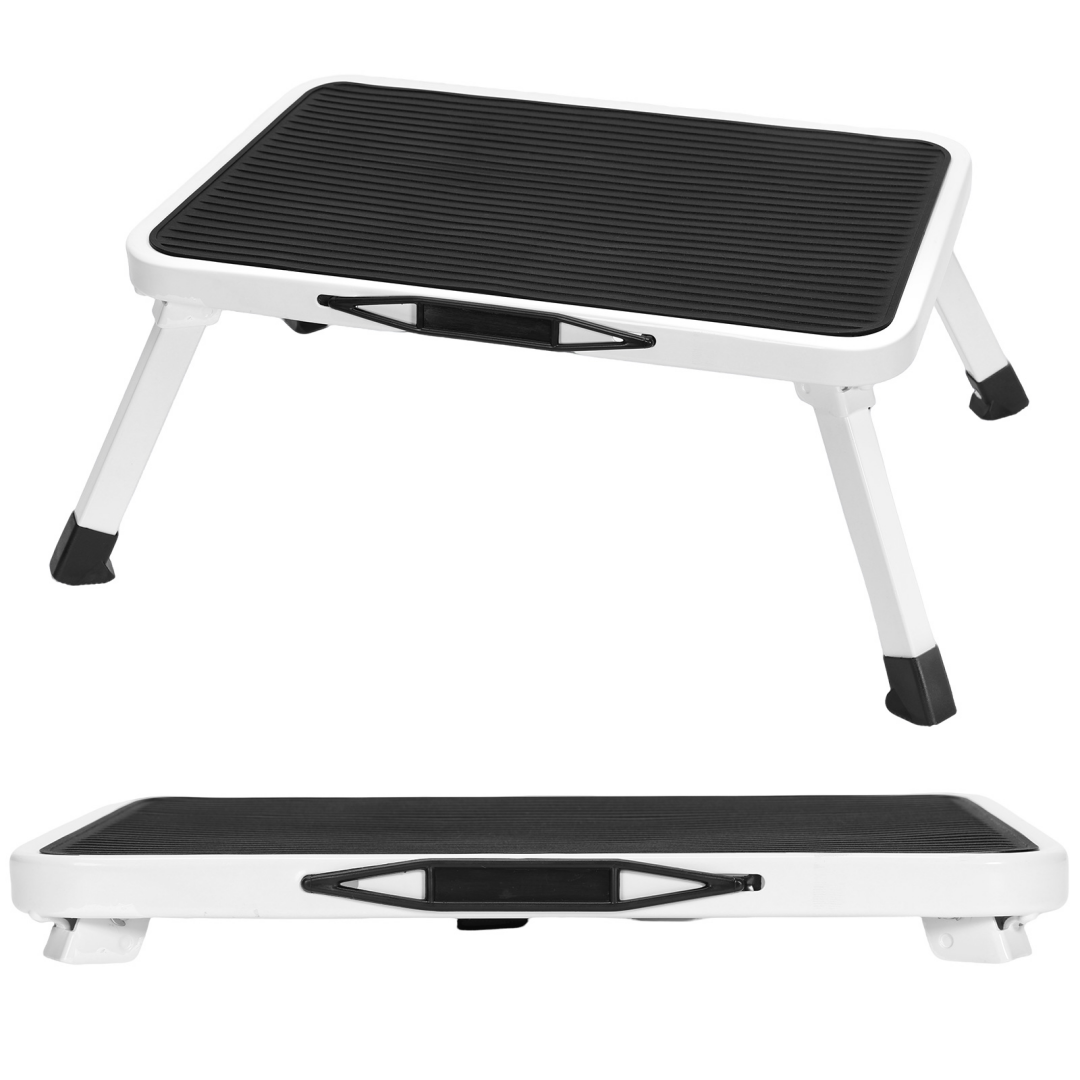 Foldable Metal Stool - Anti-Slip Platform, 330 lb Capacity, Black