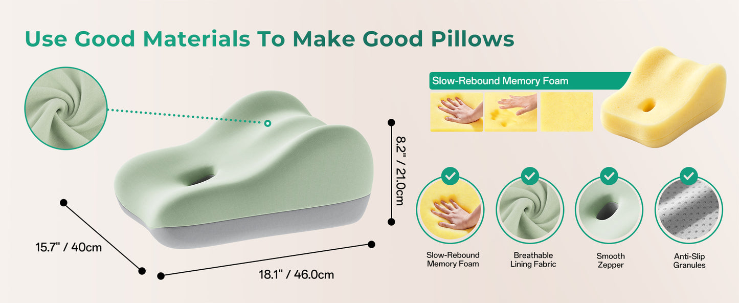 Ergonomic Memory Foam Sex Pillow for Couples - Green