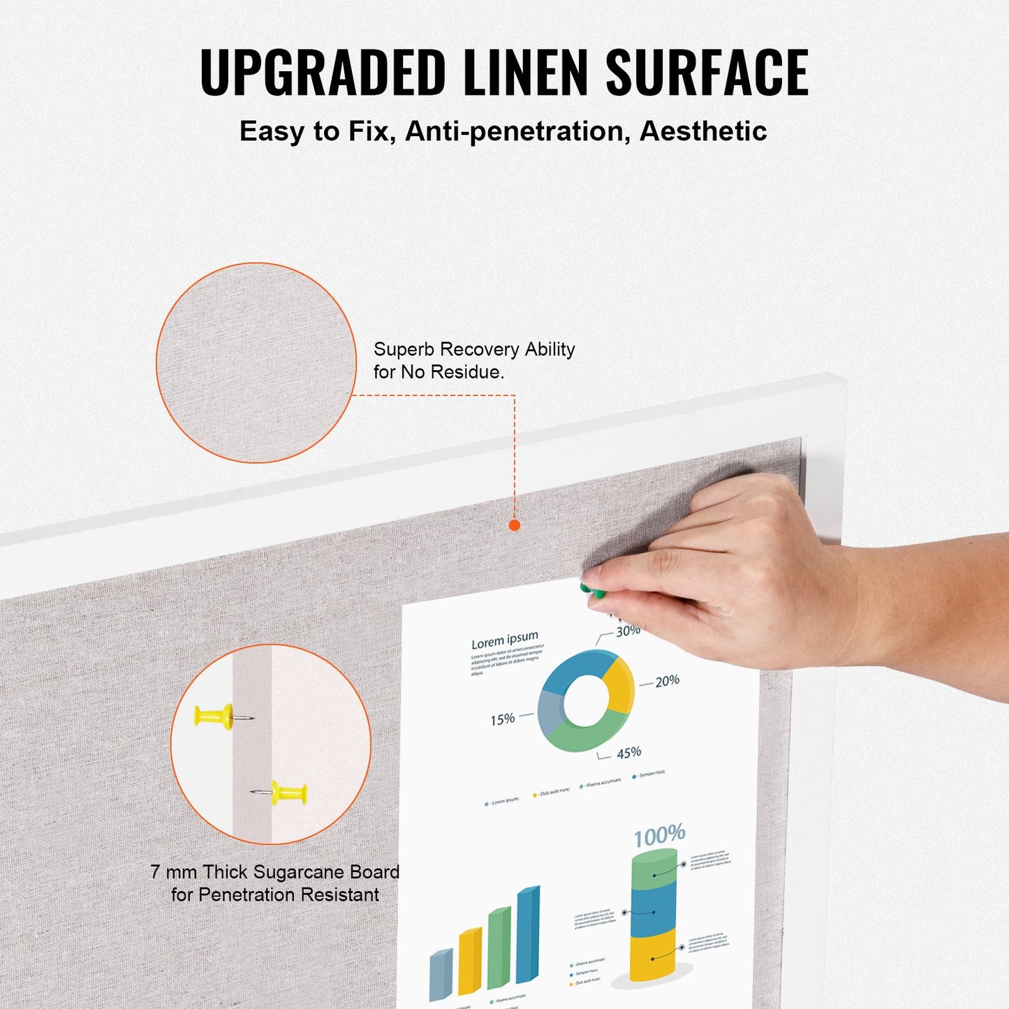 36x24 White Cork Board - Stylish Wall-Mounted Bulletin Board