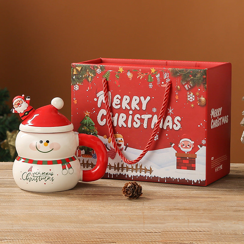 Christmas Snowman Ceramic Water Cup - Large Capacity Festive Drinkware
