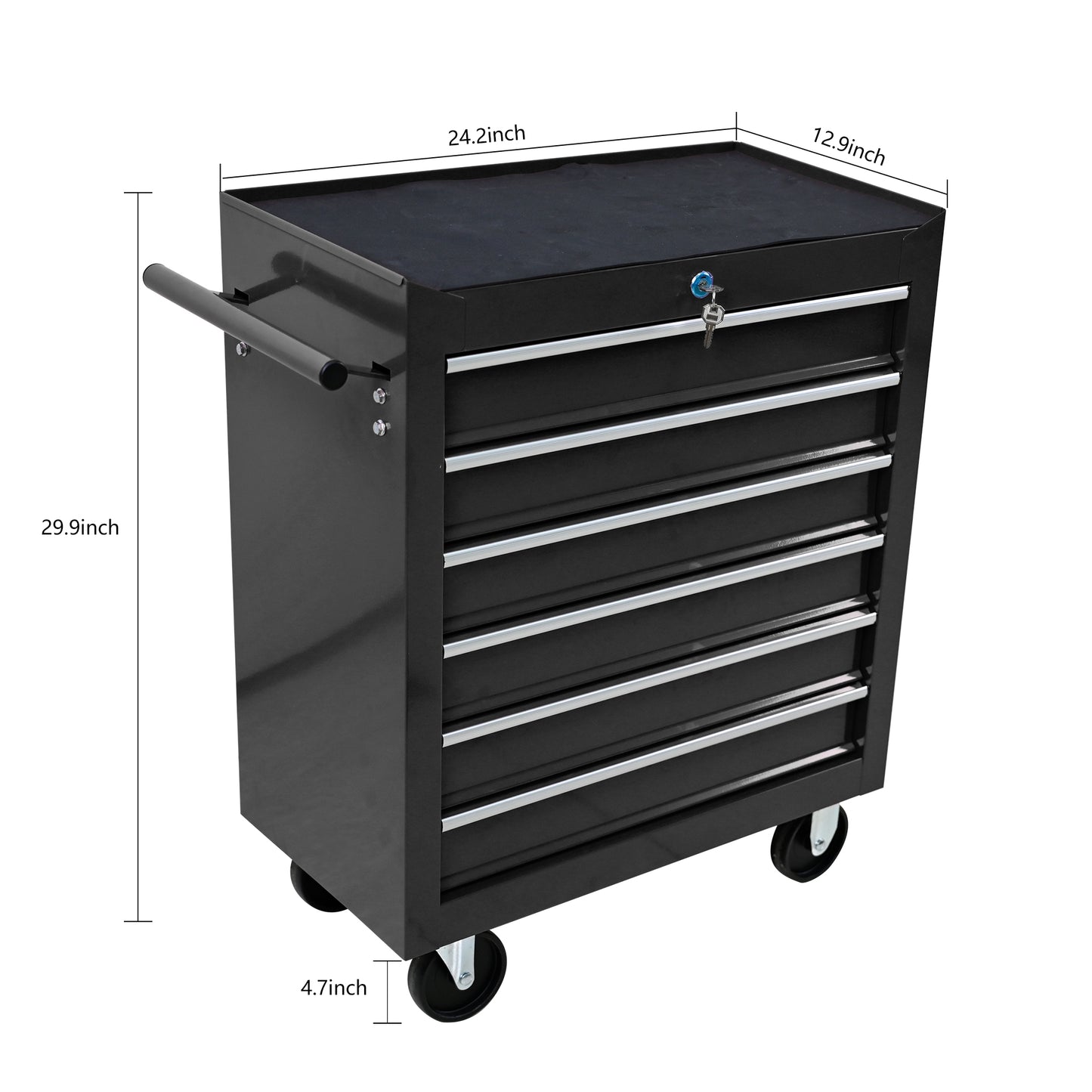 Black Steel 6-Drawer Mobile Tool Storage Cart with Wheels