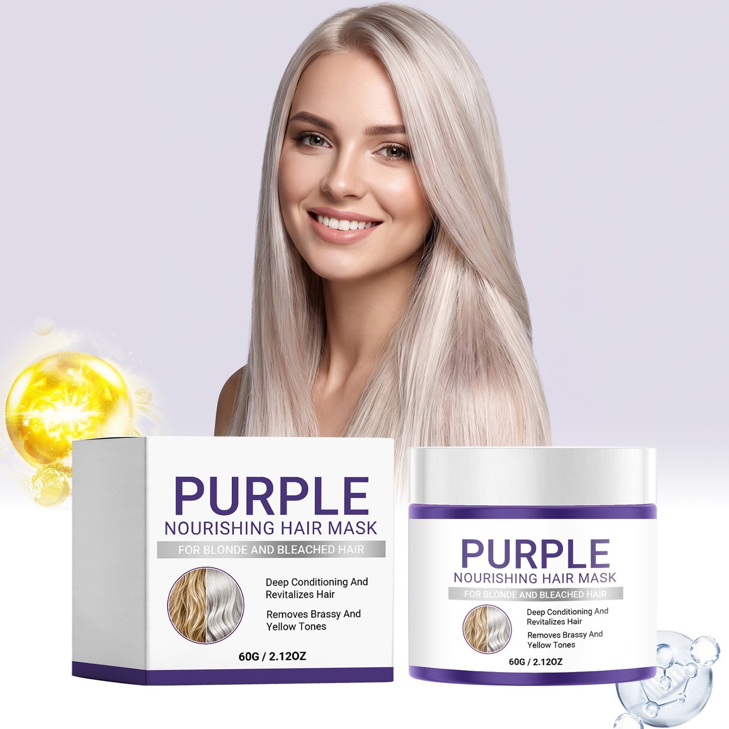 Purple Nourishing Hair Mask 60g for Deep Hair Repair & Moisturizing