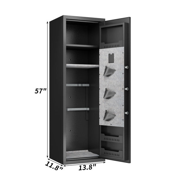 Electronic Safe with Fingerprint & Key Lock, Detachable Partition, Black
