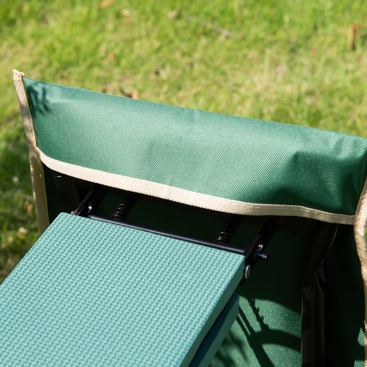 Garden Kneeler Seat Stool with Tool Pouch - Folding Gardening Bench, Green