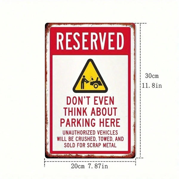 Vintage Rustic Iron No Parking Sign - 8x12 Inch Wall Art