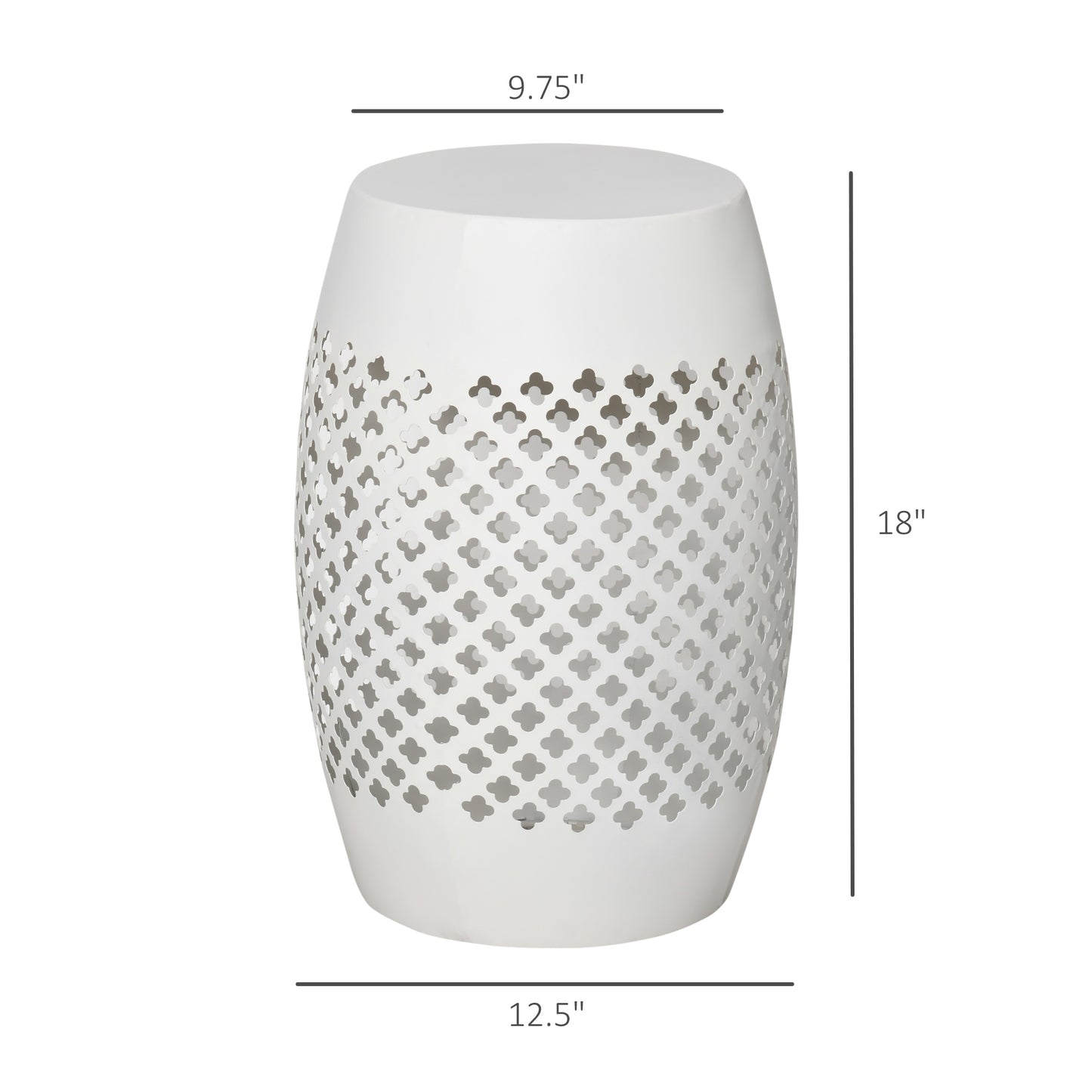 12" Steel Outdoor Side Table - Round Accent Table in White