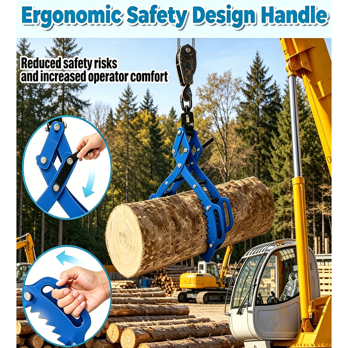 32 Inch Heavy Duty Log Lifting Tongs - 4400 LBS Capacity