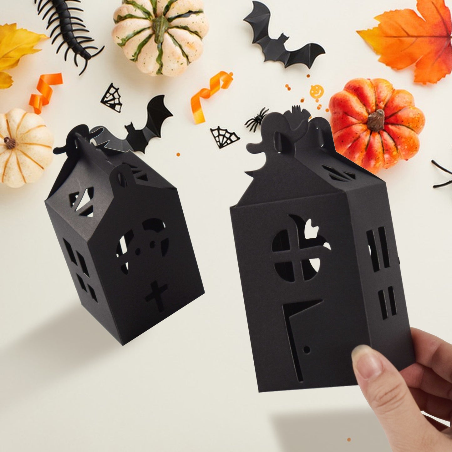 20 Halloween Candy Boxes - Black Paper Party Supplies
