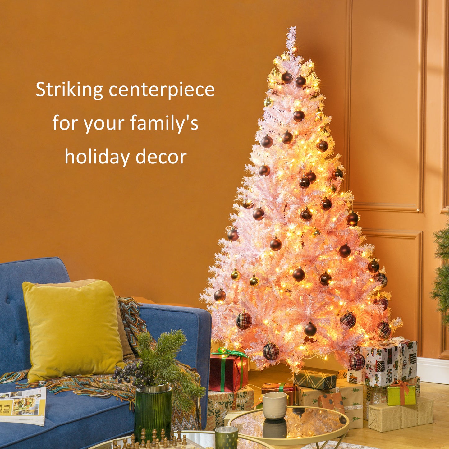 6 FT Tall Pre-Lit Pink Artificial Christmas Tree - 250 LED Lights