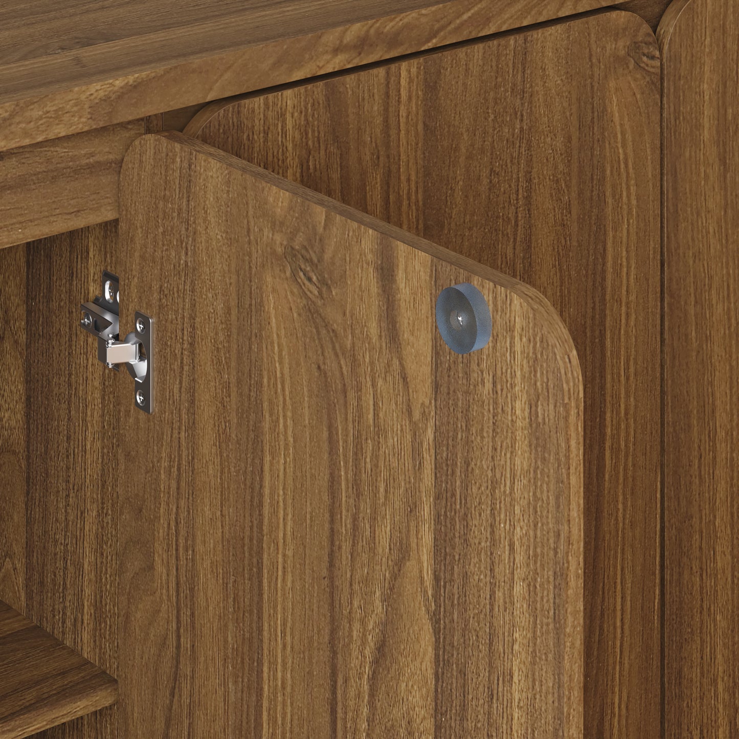 59.1" Walnut 4-Door Sideboard Buffet Cabinet with Adjustable Shelves