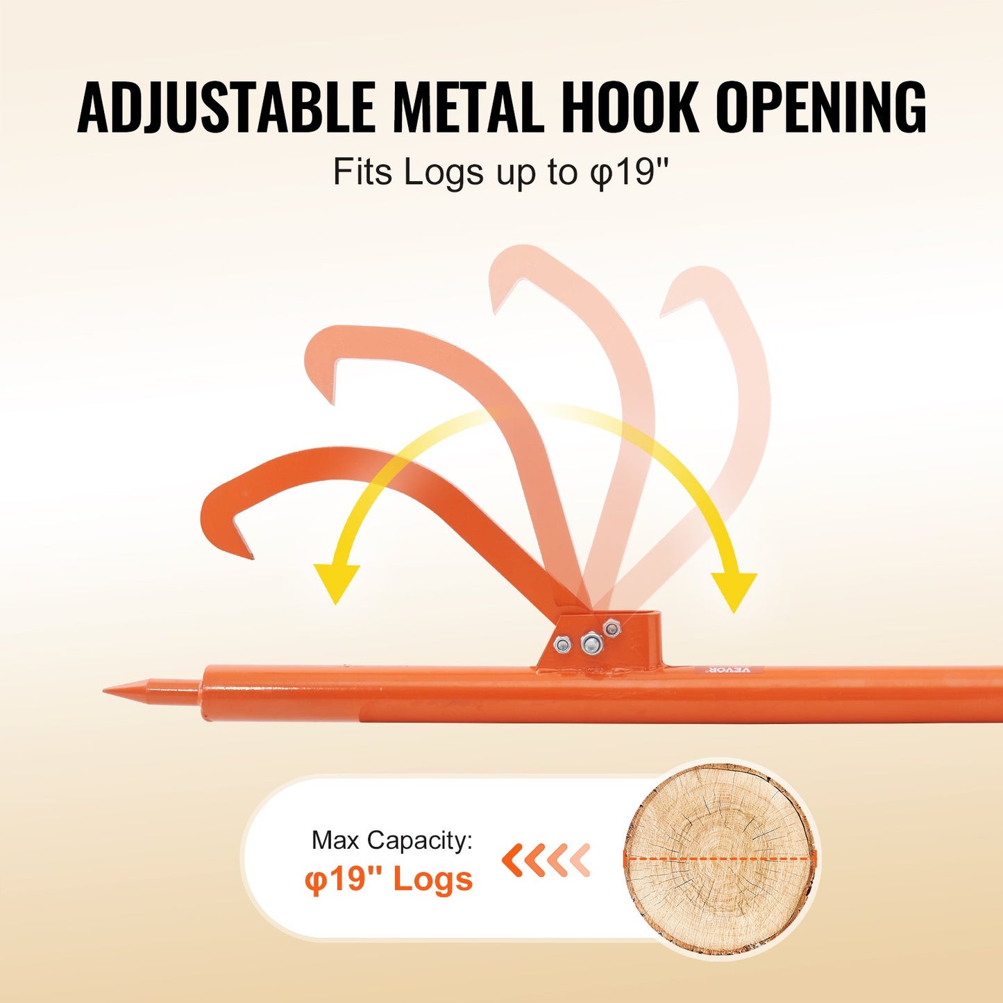 Log Peavy Log Lifter with Metal Handle - Fits Logs Up to 19 Inch Opening