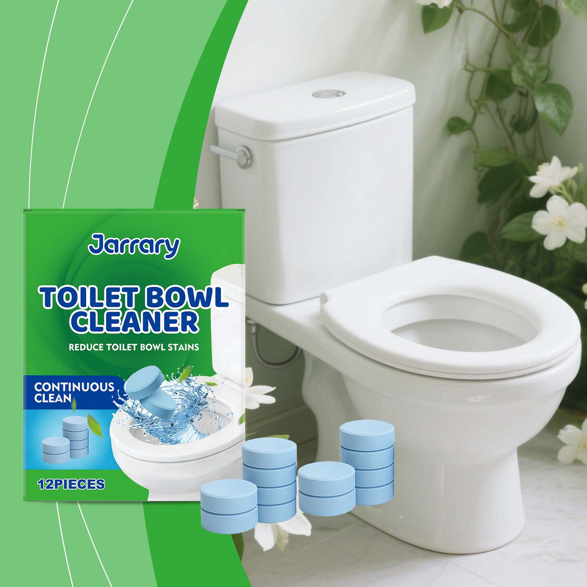 Toilet Cleaning Tablets 12-Pack - Household Bathroom Cleaner