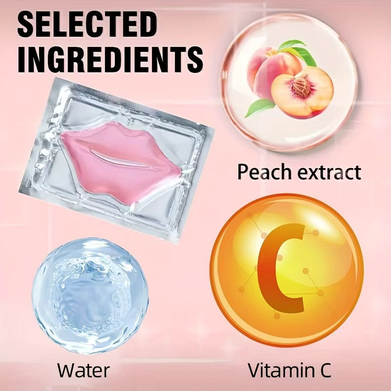 Collagen Lip Mask Set - Moisturizing, Exfoliating & Brightening Peach Lip Treatment