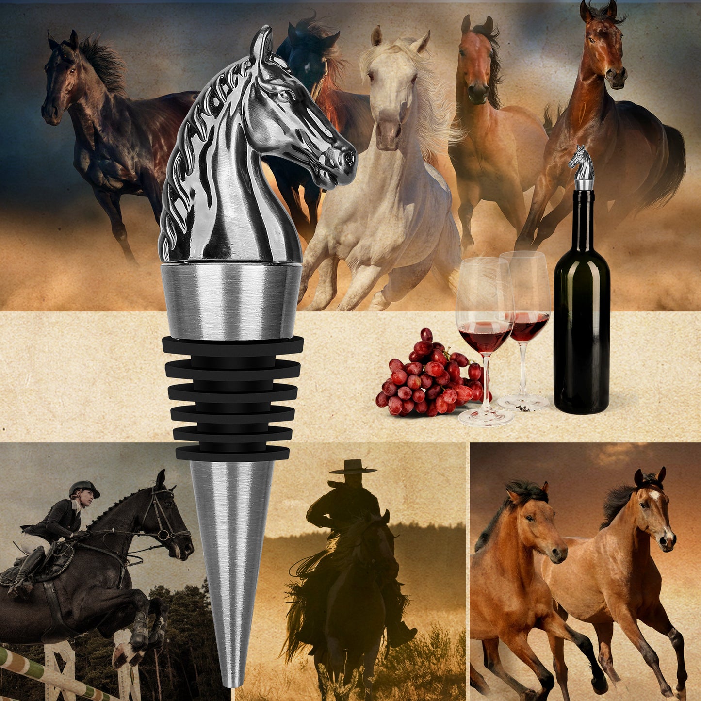 Horse Head Wine Bottle Stopper - Fun Animal-Shaped Design