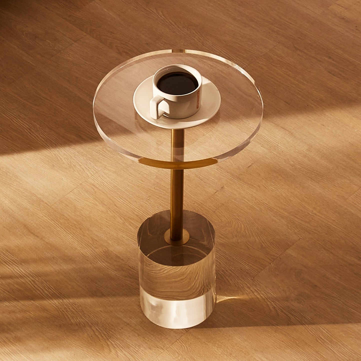 Clear Acrylic End Table - 21.4 Inch High Round Side Table