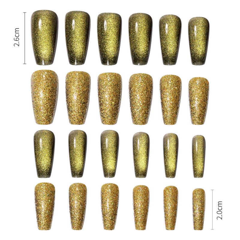 Fake Nail Patches Golden Earth - 24 Pieces with Gel