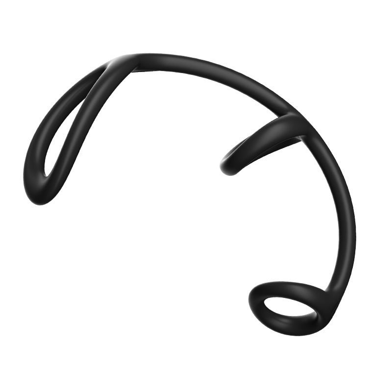 Male Silicone Lock Ring - Adult Wellness Toy, Black