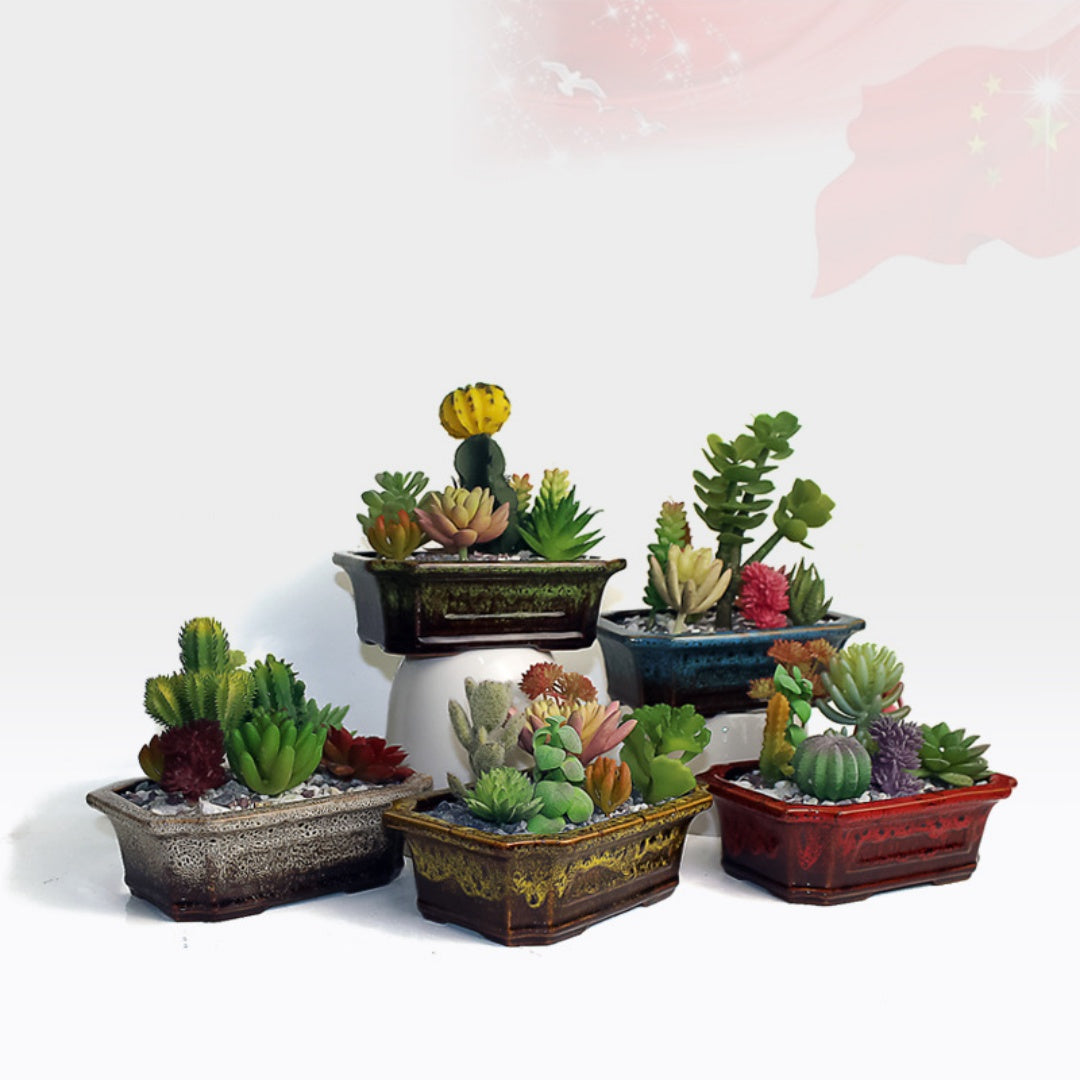 Square Ceramic Flowerpot for Home Gardening - High Temperature Resistant
