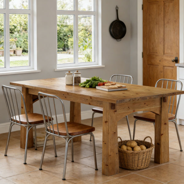 Solid Wood Dining Table - Seats 4-6, Rustic Charm