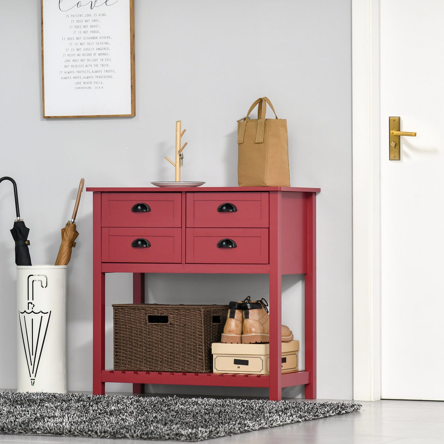 Sideboard Buffet Cabinet with Storage, Modern Coffee Bar 4 Drawers