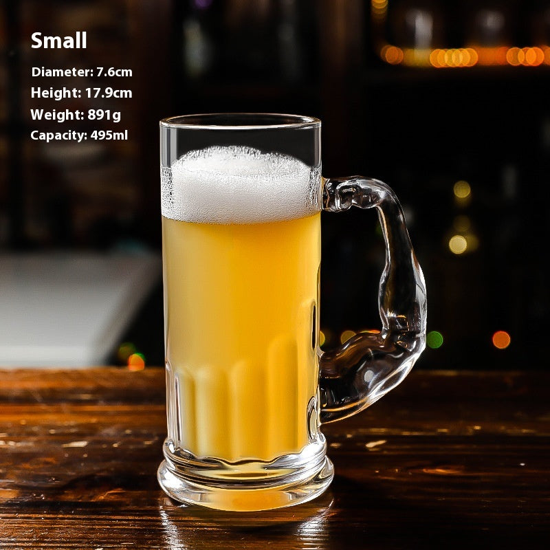 Modern Thick Water Glass with Handle - Capacity 401-500ml, Creative Drinkware