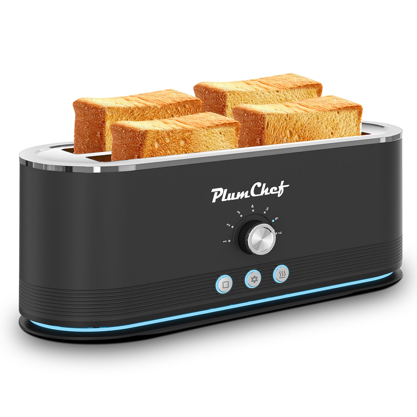 4-Slice Stainless Steel Toaster with 7 Browning Settings - Black