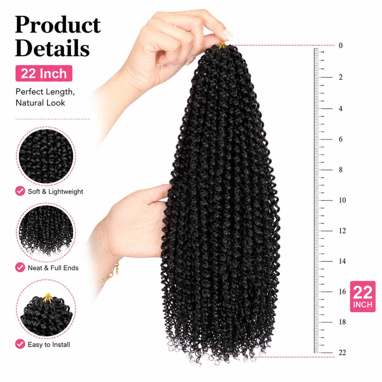 Water Wave Crochet Braiding Hair - Long Bohemian Curly Synthetic Fiber