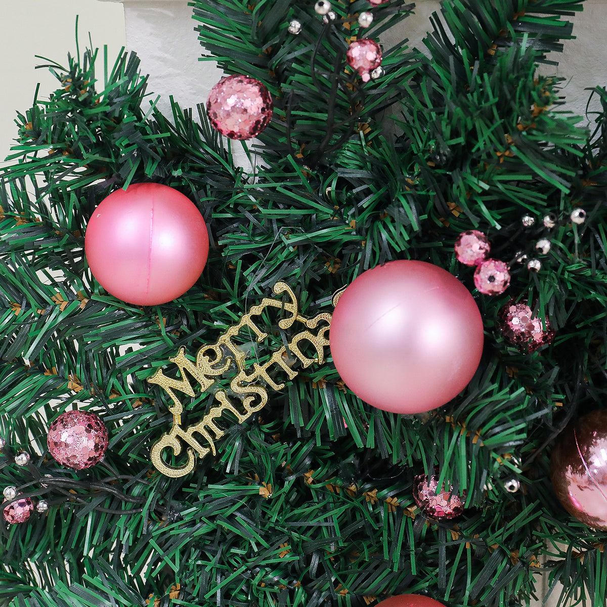 Christmas Rattan Decoration 2.7m with Lights and Wreaths for Festive Home Decor