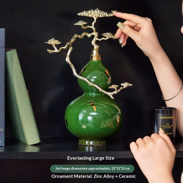 Chinese Style Gourd Desktop Ornament for Living Room - Porcelain Decor