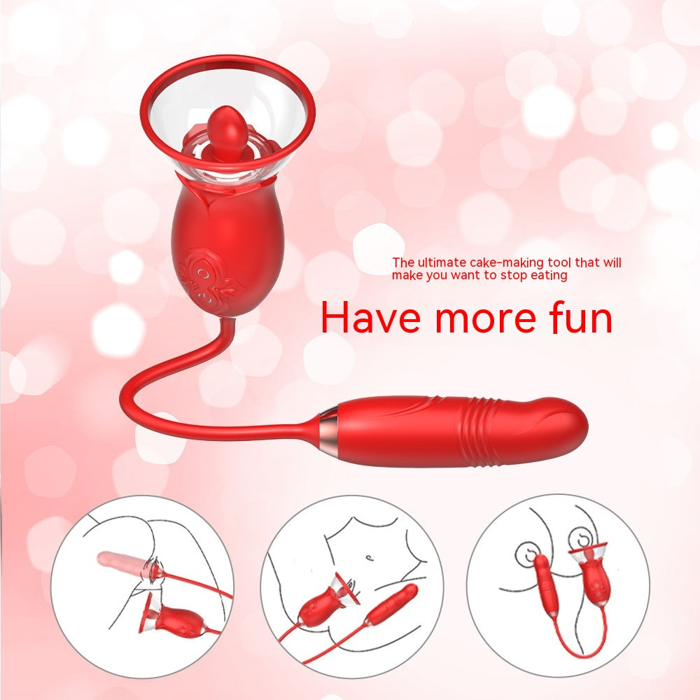 Double-Headed Sucking Tongue Licking Vibrator Device - Electric Silicone Adult Wellness