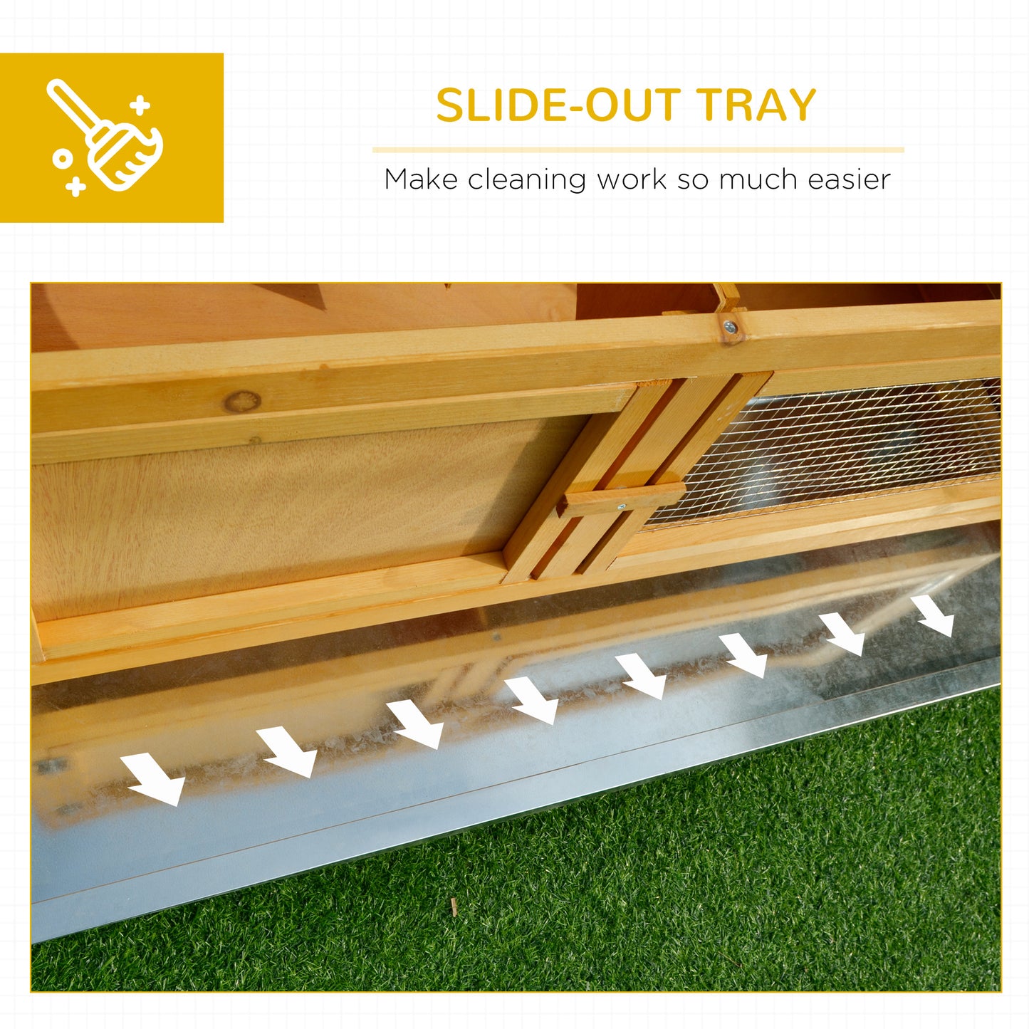 Wooden Rabbit Hutch with Waterproof Roof and Easy Clean Tray - Small Animal Cage for Indoor Outdoor Use