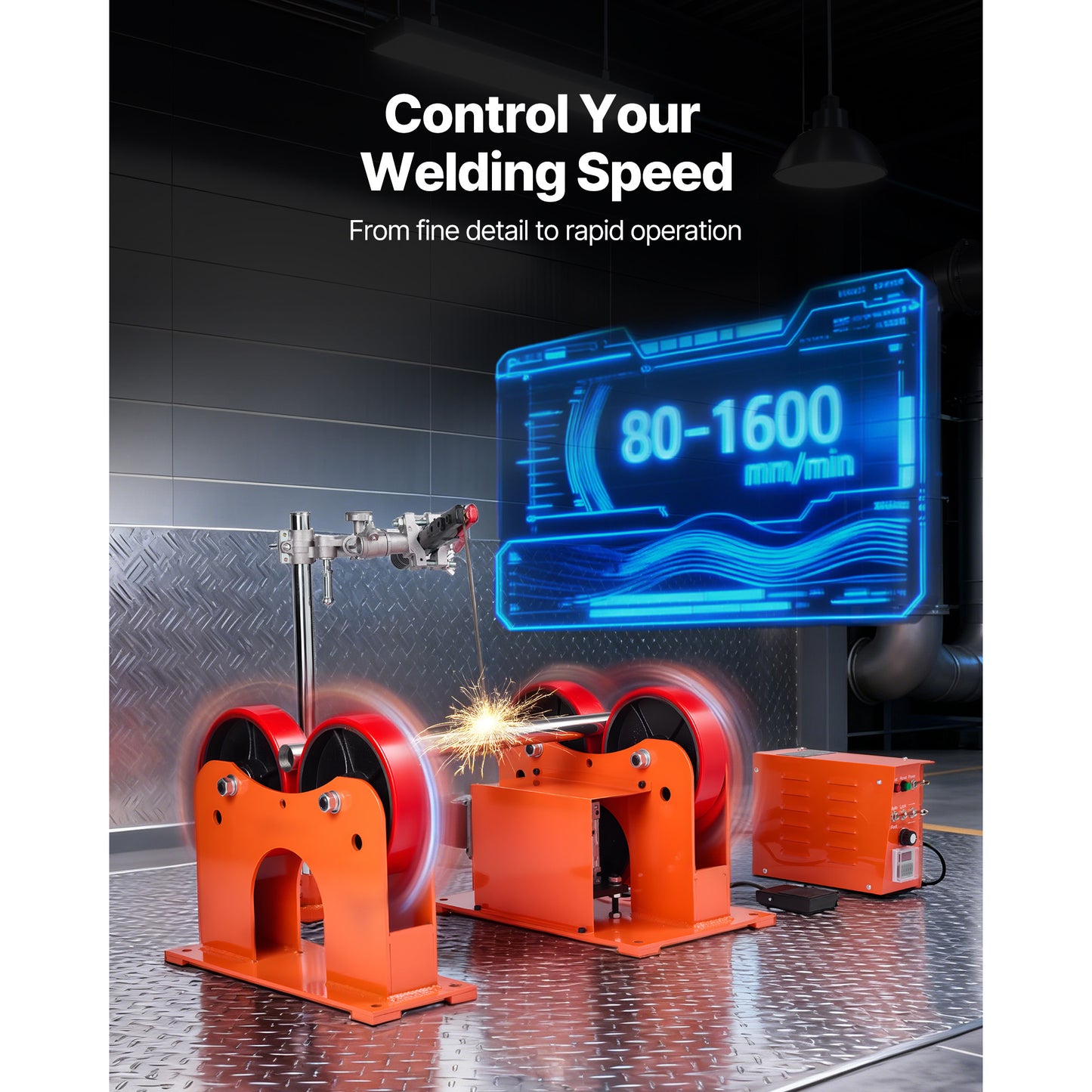 Adjustable Pipe Turning Roller with PU Rollers 2205 Lbs Load Support for Welding Equipment