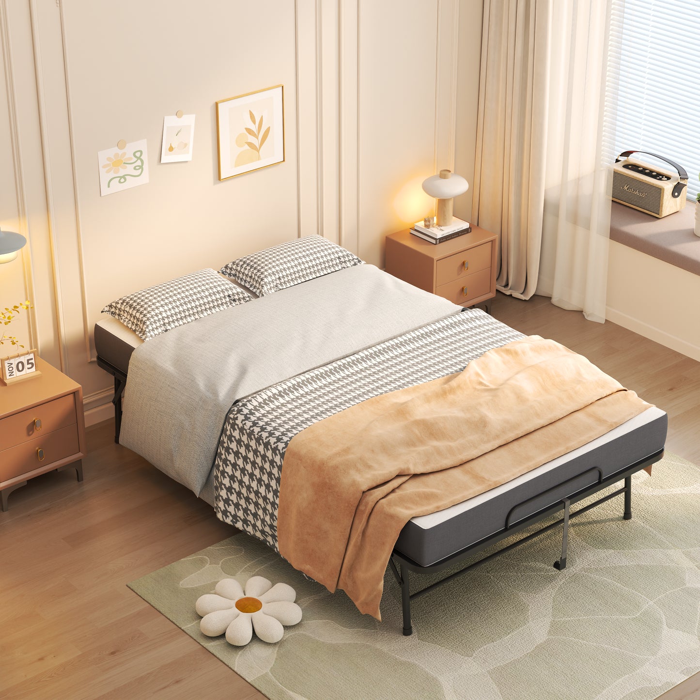 Large 75x46 Wide Folding Bed For Tall People, Extra Long & Rollaway