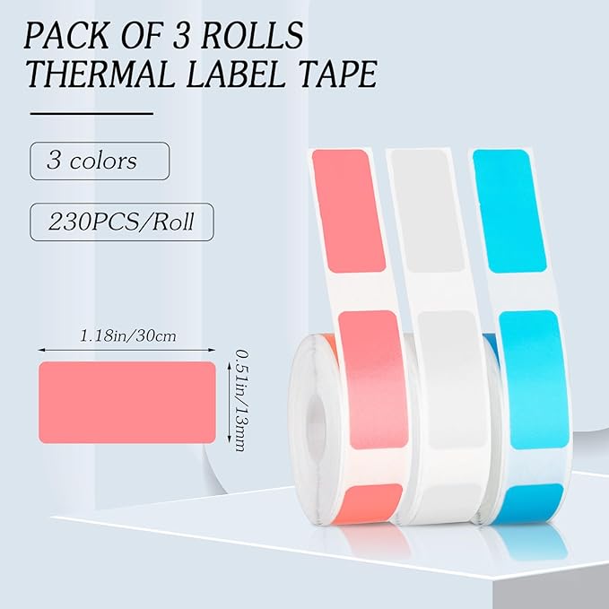 15x30mm Label Tape - 3 Rolls Portable Thermal Printing Paper