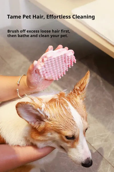 Dog Bath Brush Pet Comb Rubber Massage Brush for Bathing & Grooming