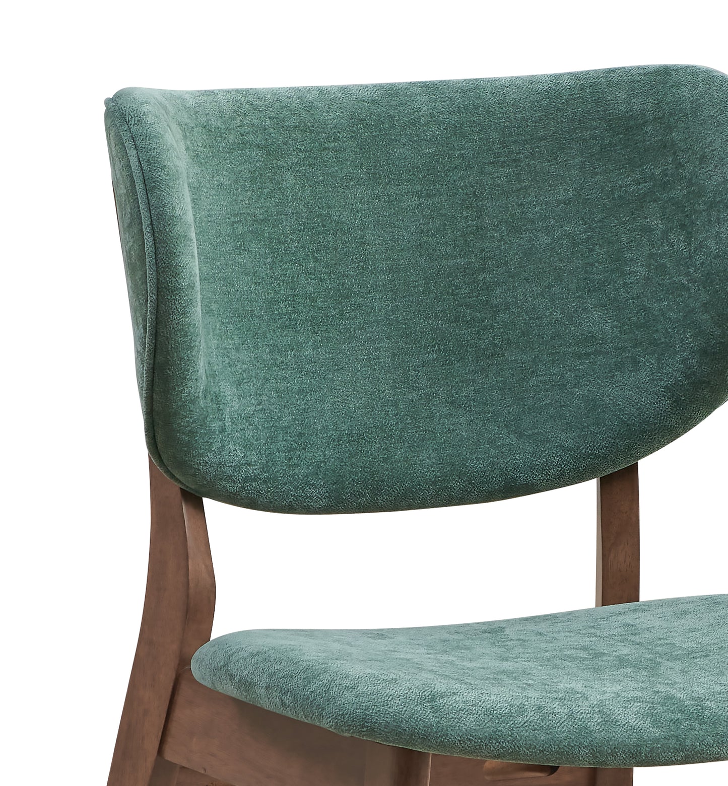 Bevis Green Fabric Side Chair Set of 2 with Walnut Finish