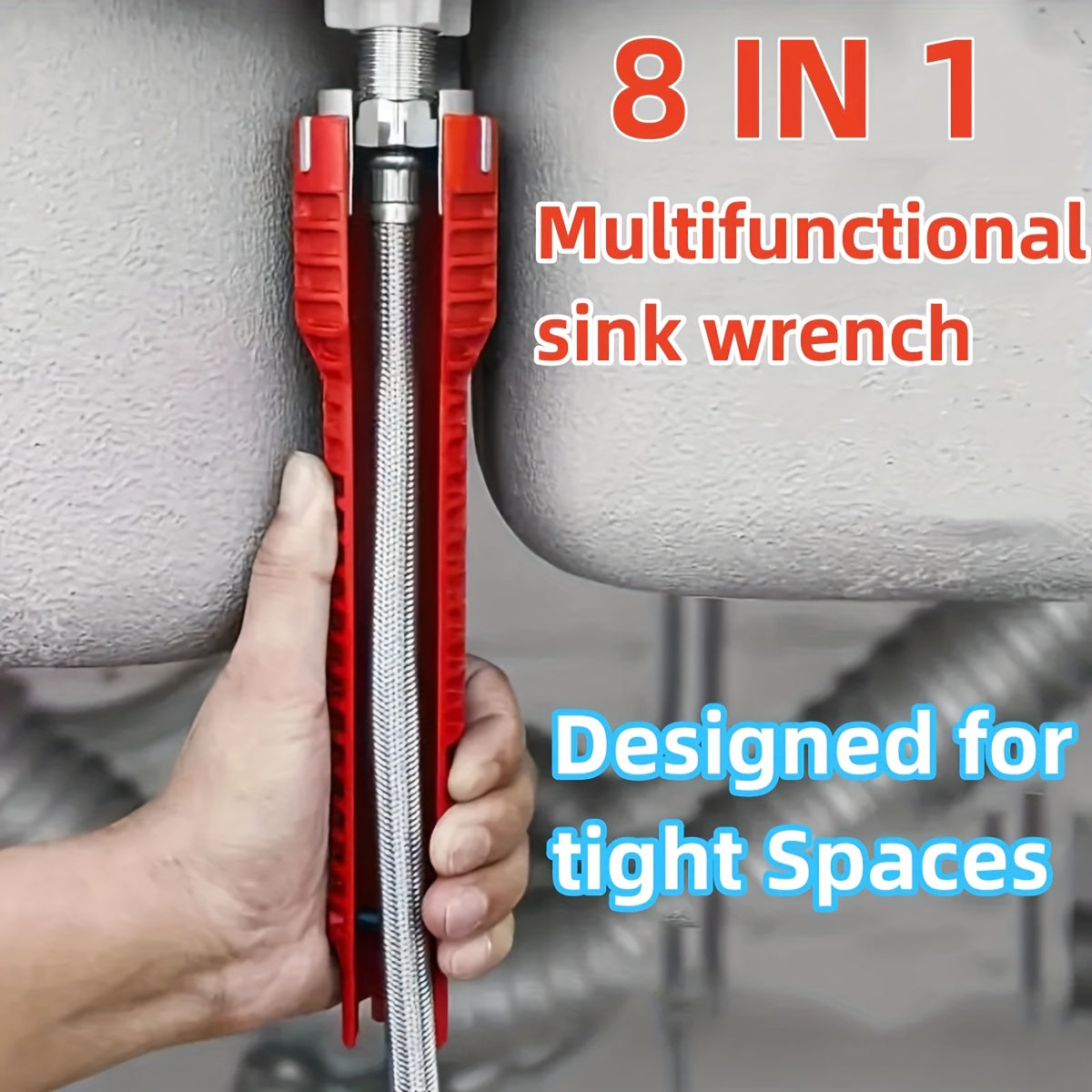 14-in-1 Faucet Installation & Repair Tool - Multi-Functional Sink & Bathroom Wrench - Red