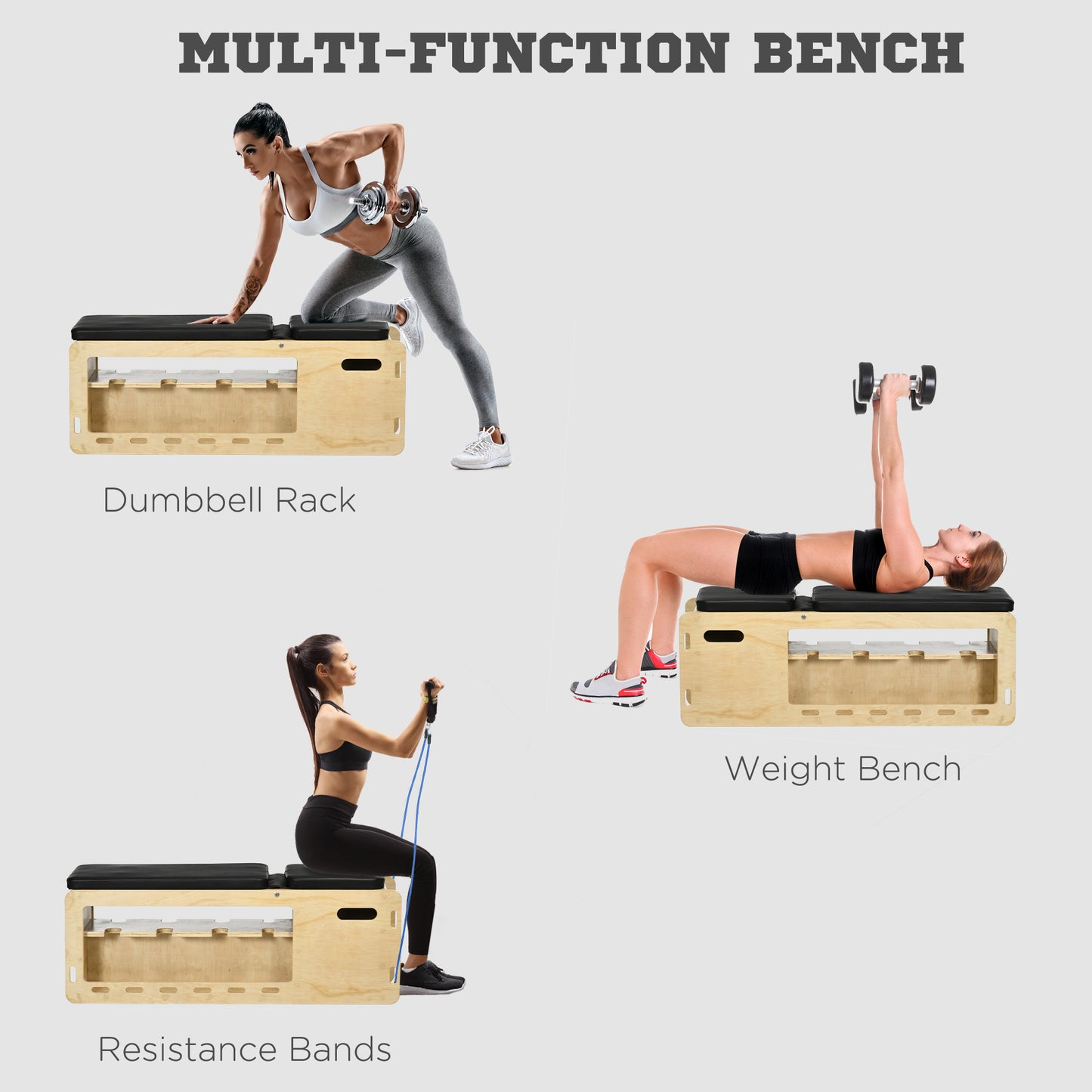 Adjustable Weight Bench with Dumbbell Rack & Resistance Bands
