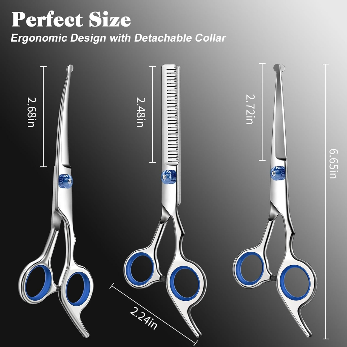 Professional 4-in-1 Pet Grooming Scissors Kit with Safety Round Tips for Dogs & Cats