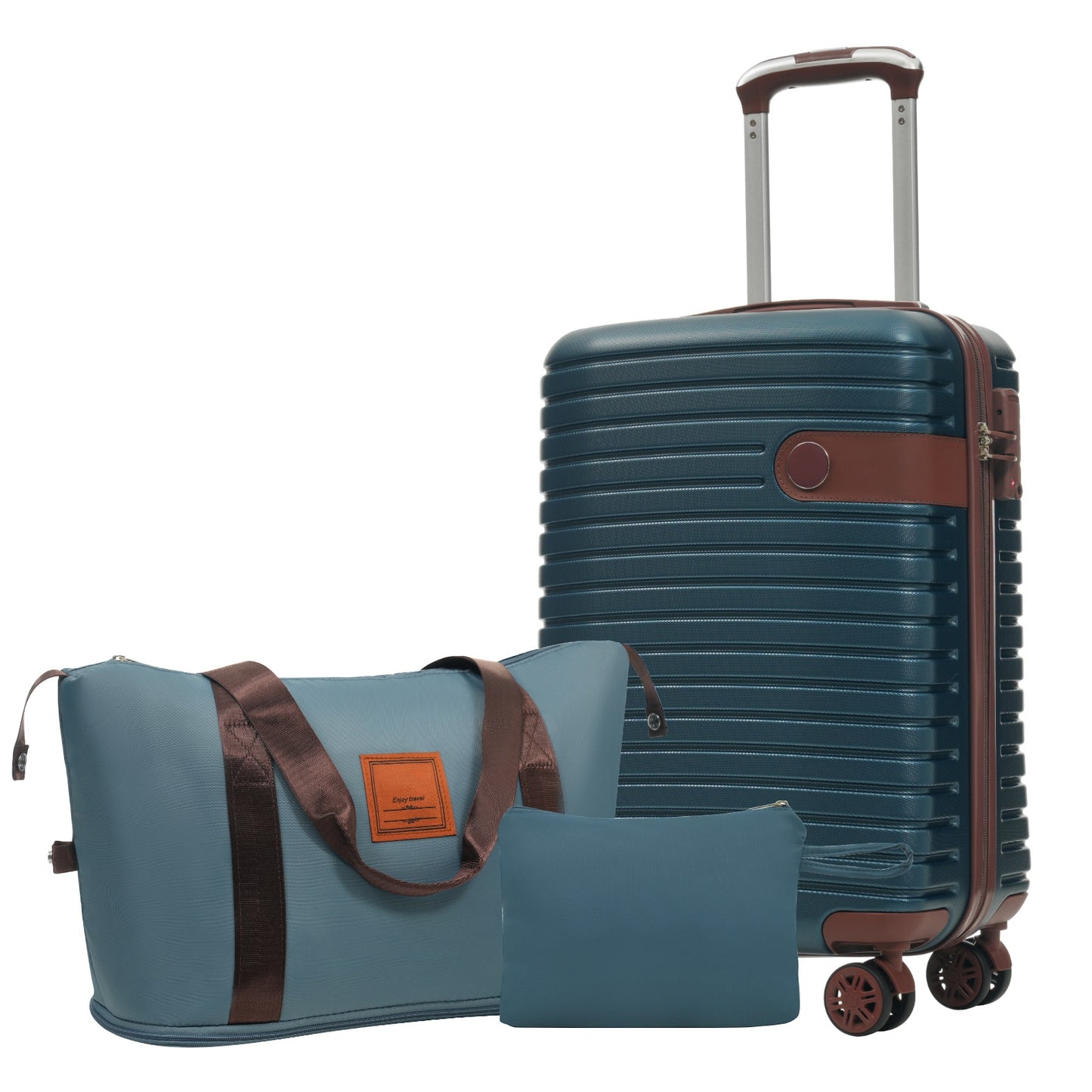 3 Piece Carry-On Luggage Set - 20 Inch Lightweight Hardshell Suitcases - Ink Blue