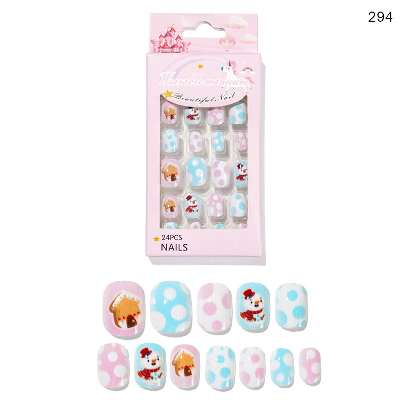Christmas Kids Nail Stickers 24 Pieces Wearable Nail Art for Children