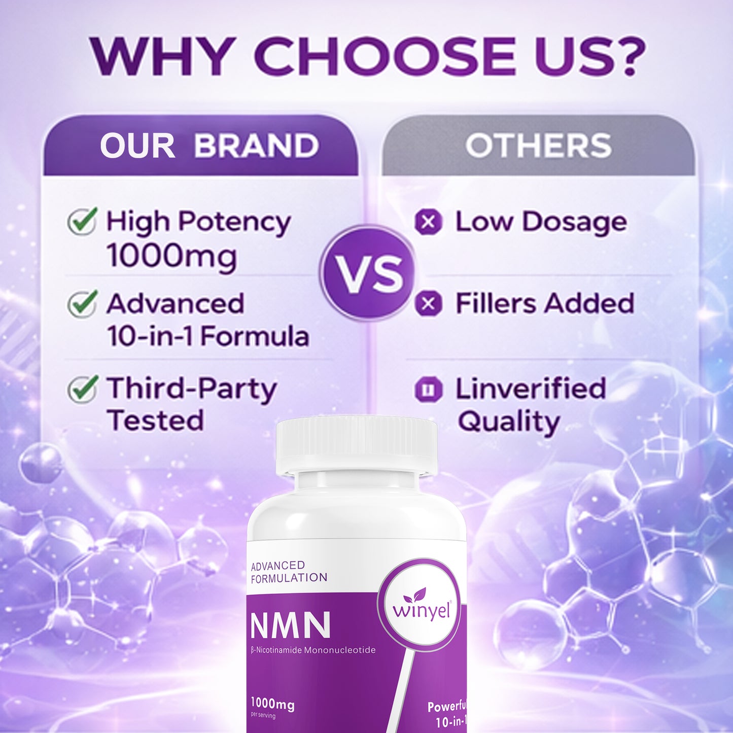 NMN 1000mg Cellular Energy Complex - 10-in-1 Anti-Aging Supplement