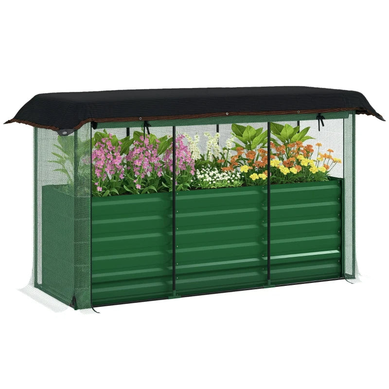 Galvanized Steel Raised Garden Bed with Crop Cage & Shade Cloth - Outdoor Plant Protector